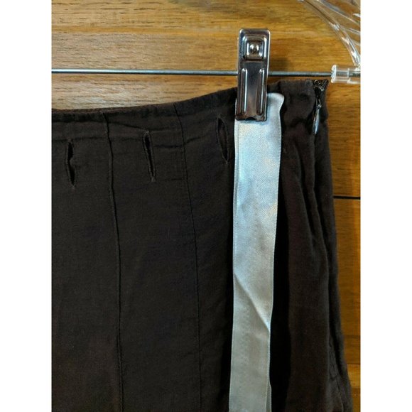 Issac Mizrahi Skirt Size 10 Brown Solid Flare Modest Lined Ribbon Belt - Picture 3 of 5